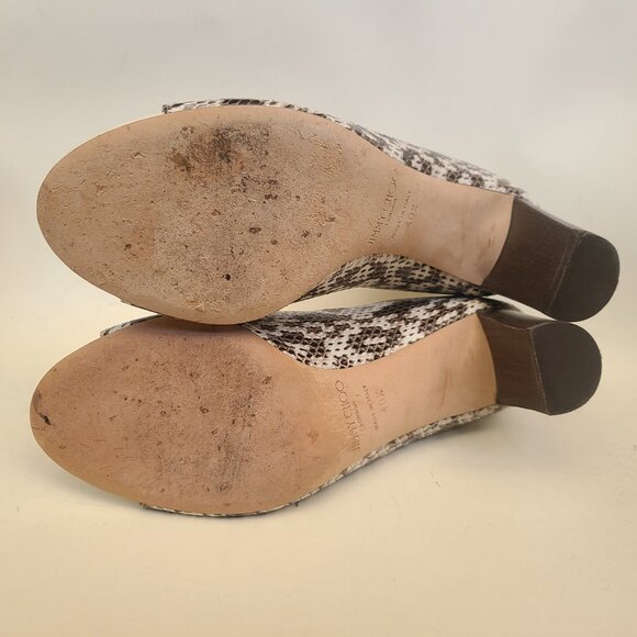 Jimmy Choo Ivory/Brown Snakeskin Open Toe Sandals Pumps Lace Up EU 40.5 - Picture 16 of 16